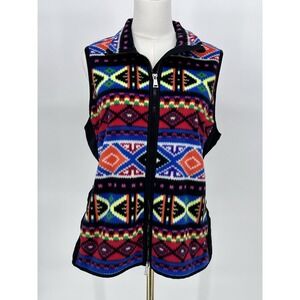 Polo Ralph Lauren Active Fleece Vest Jacket Women L Colorful Aztec Outdoor